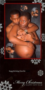 Yo boo let's get naked Sharing your love and your wife's very pregnant belly is just weird on a holiday card.
