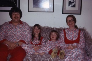 Camouflage What is weirder? The matching outfits or the fact that they are sitting on a wookie couch?